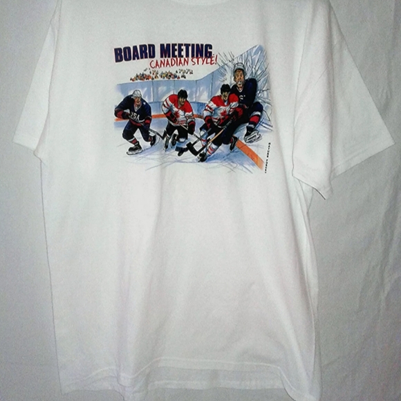 Hockey White Graphic Print T-Shirt Board Meeting - Picture 3 of 6